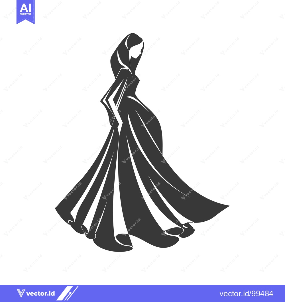 Premium Vector dari Silhouette of a Woman in a Flowing Gown