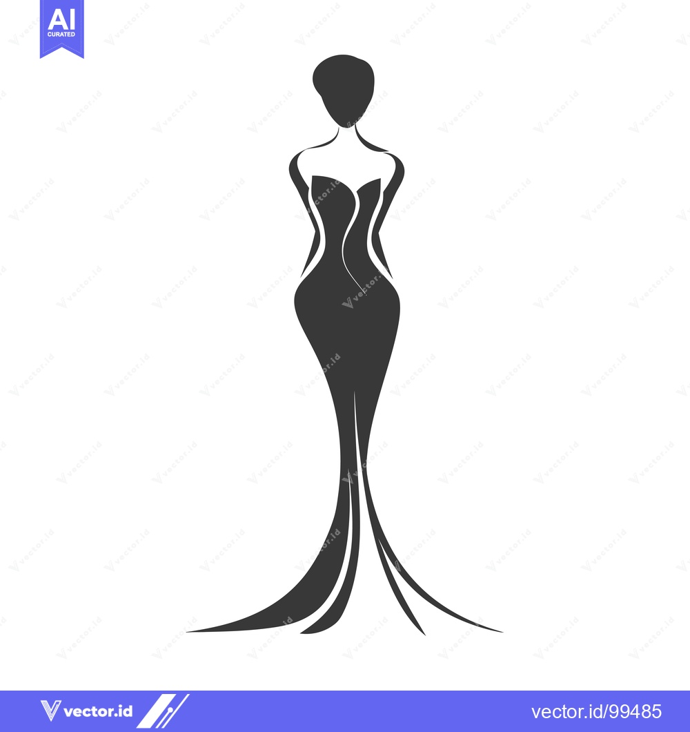 Premium Vector dari Silhouette of a Woman in a Flowing Gown