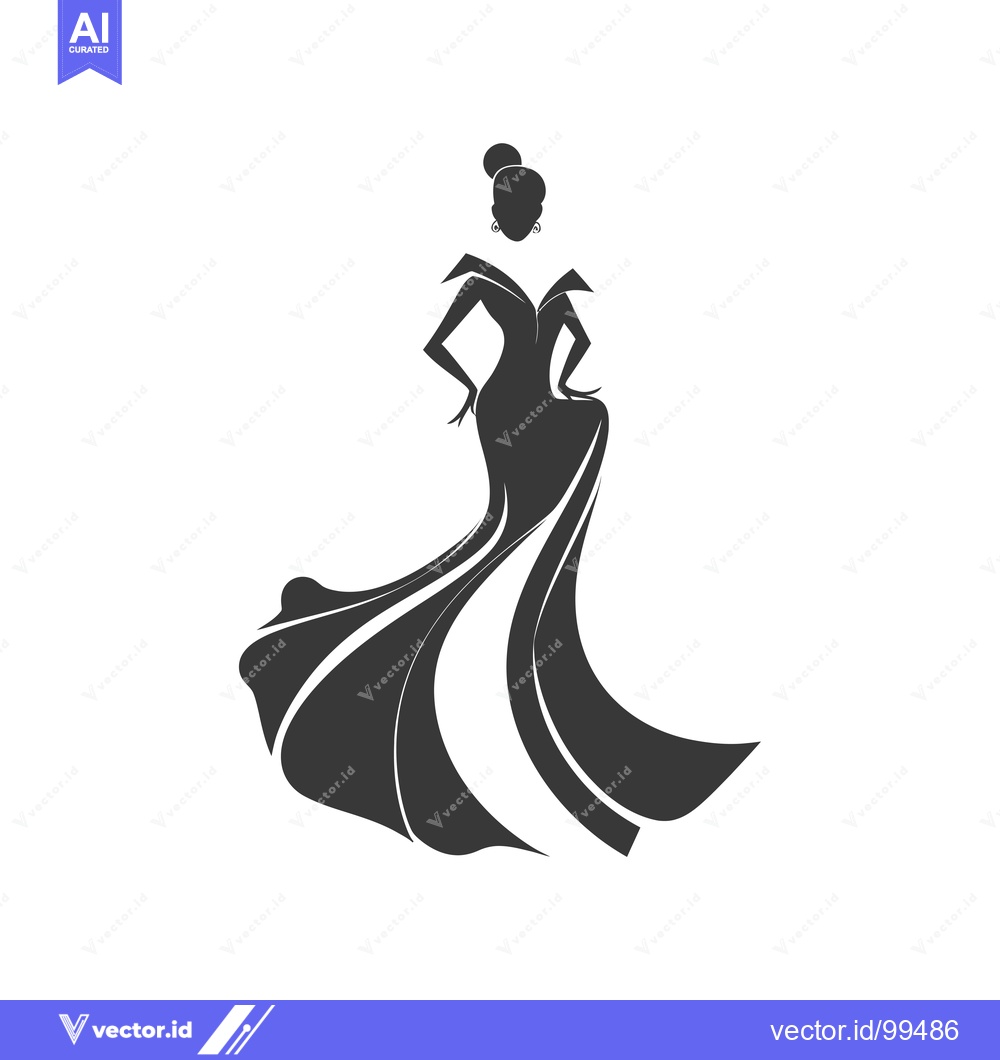 Premium Vector dari Silhouette of a Woman in a Flowing Gown