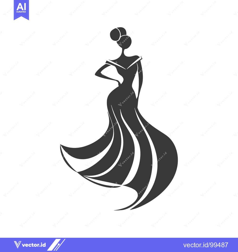 Premium Vector dari Silhouette of a Woman in a Flowing Gown