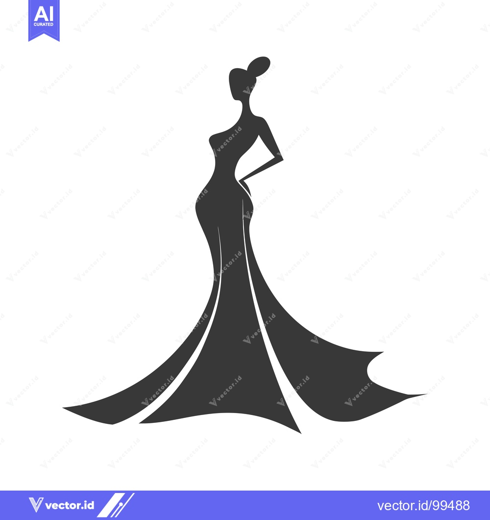 Premium Vector of Silhouette of a Woman in a Flowing Gown