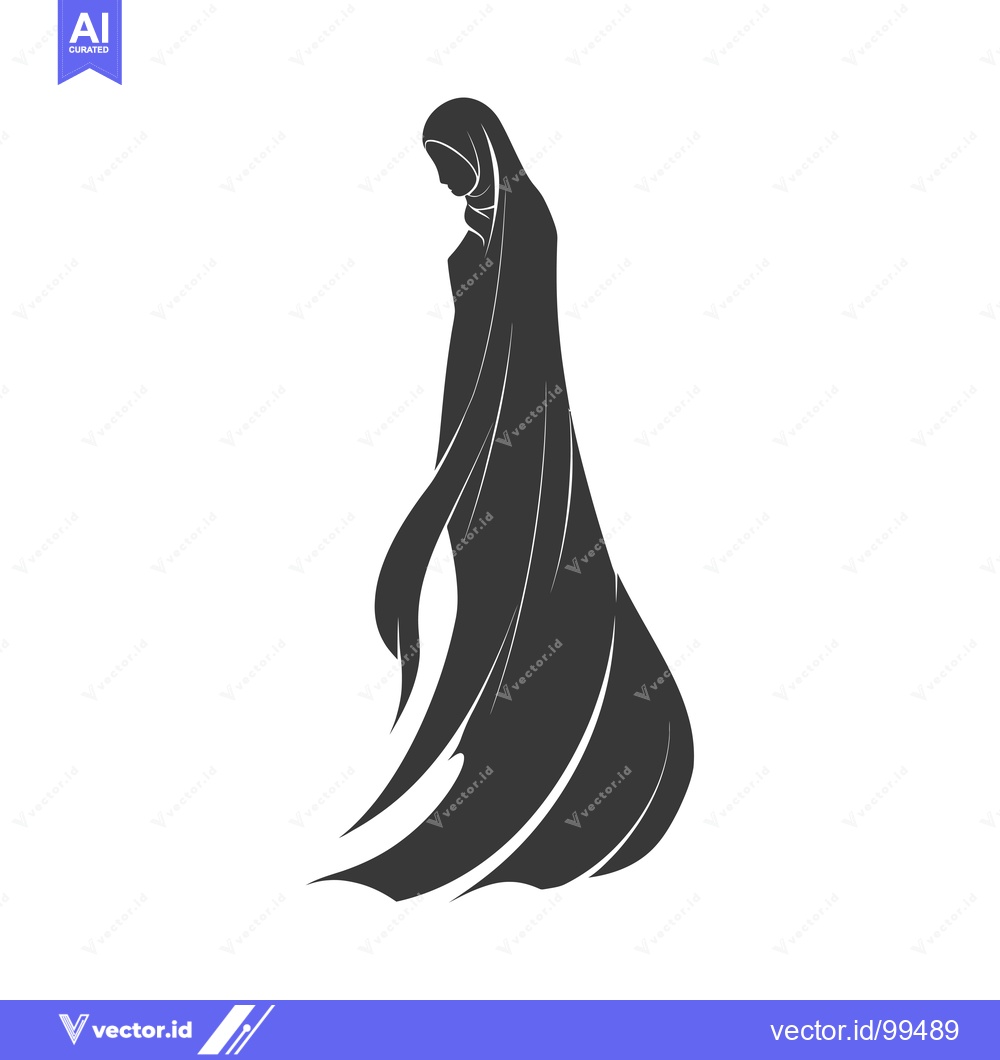 Premium Vector of Silhouette of a Woman in a Flowing Hijab
