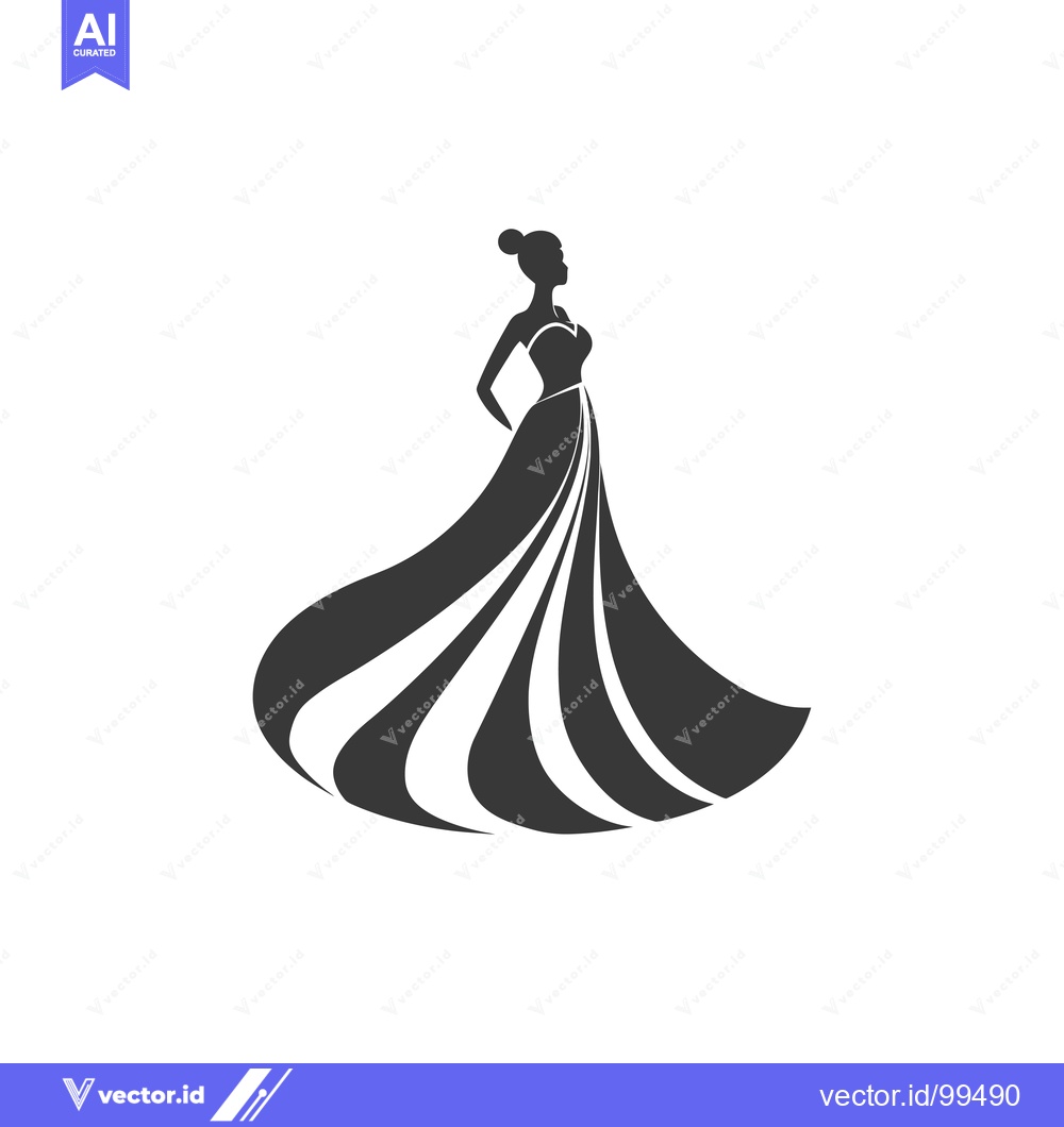 Premium Vector dari Silhouette of a Woman in a Flowing Wedding Dress