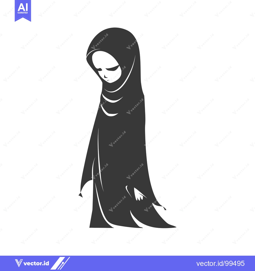Premium Vector dari Silhouette of a Woman in a Headscarf