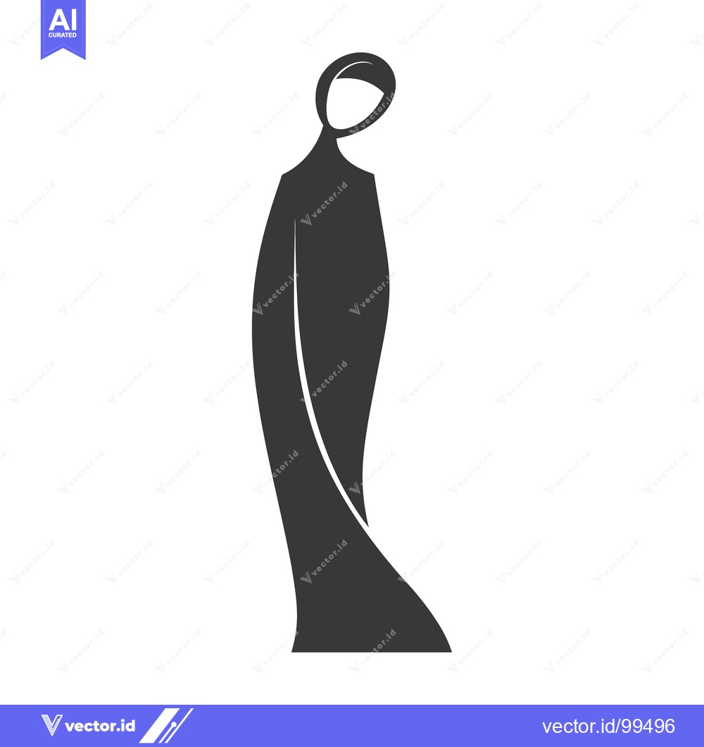 Premium Vector dari Silhouette of a Woman in a Headscarf and Long Robe