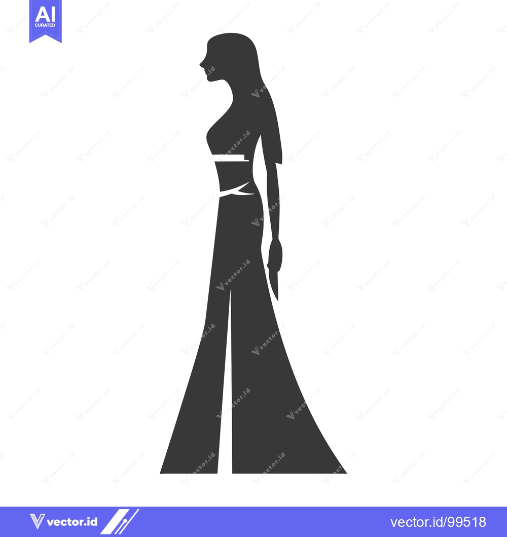 Premium Vector dari Silhouette of a Woman in a Long Dress