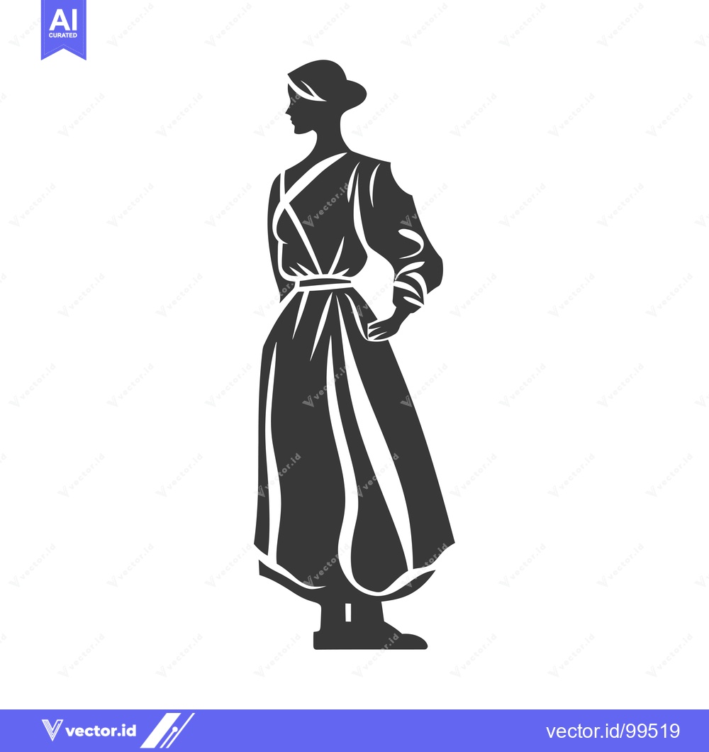 Premium Vector dari Silhouette of a Woman in a Long Dress
