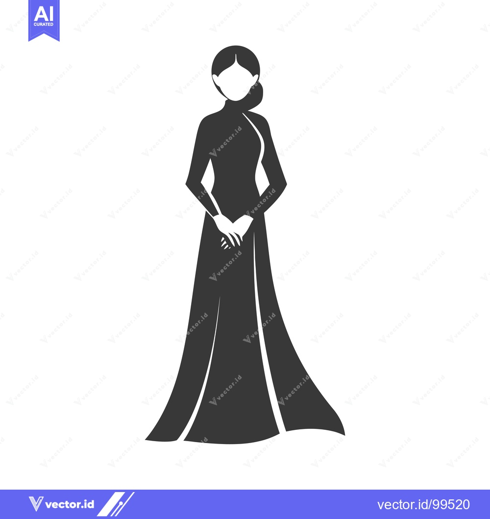Premium Vector of Silhouette of a Woman in a Long Dress