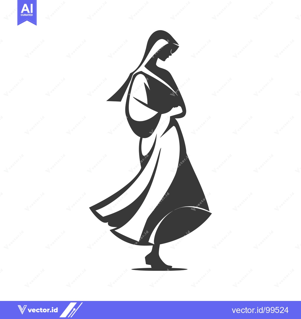 Premium Vector dari Silhouette of a woman in a long dress and headscarf