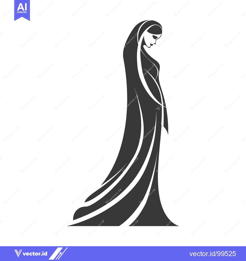 Premium Vector of Silhouette of a Woman in a Long Dress and Headscarf