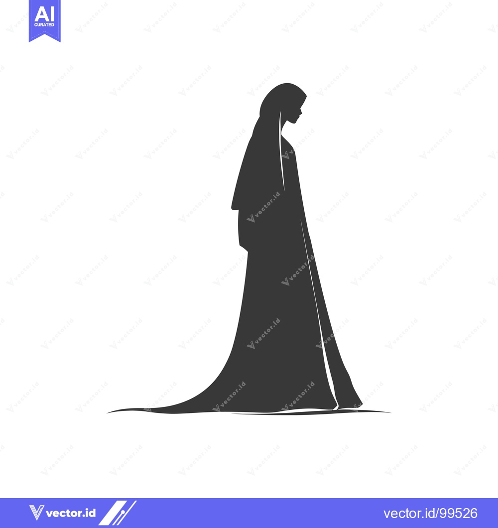 Premium Vector dari Silhouette of a Woman in a Long Dress and Veil