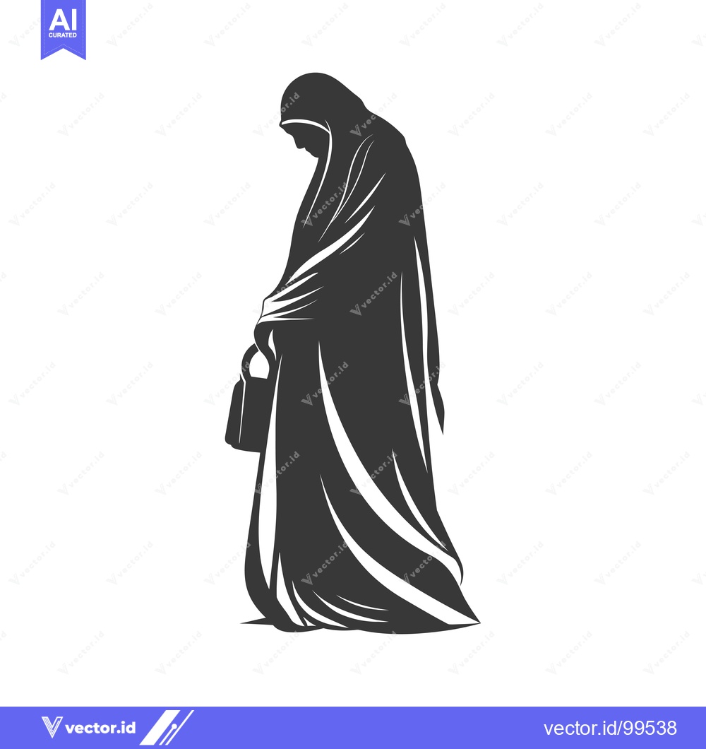 Premium Vector of Silhouette of a Woman in a Long Dress with a Purse