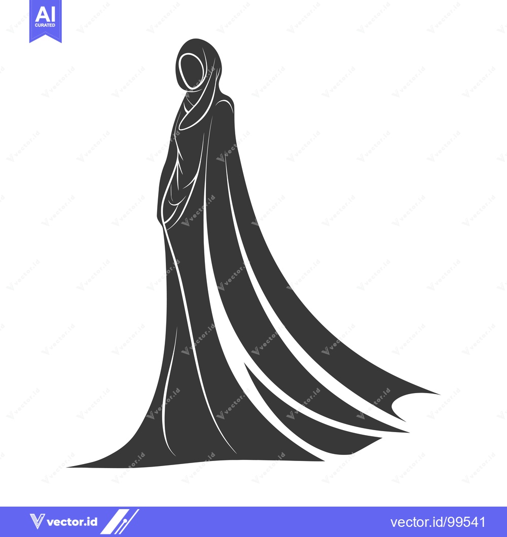 Premium Vector dari Silhouette of a Woman in a Long Hijab