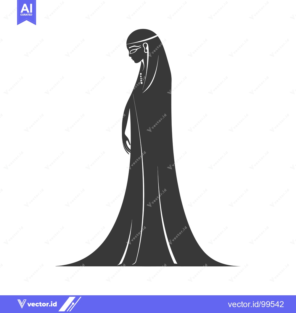 Premium Vector of Silhouette of a Woman in a Long Robe and Headscarf