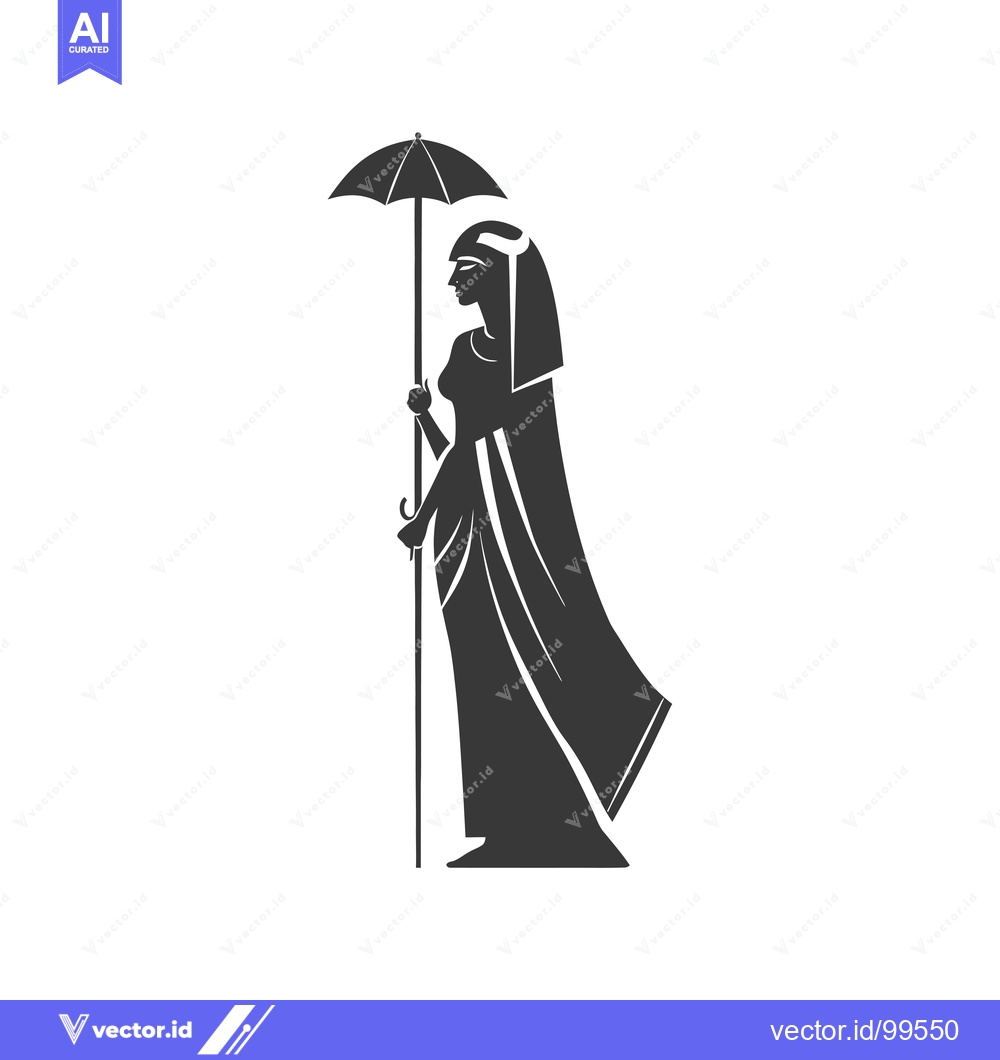 Premium Vector dari Silhouette of a woman in ancient Egyptian clothing holding an umbrella