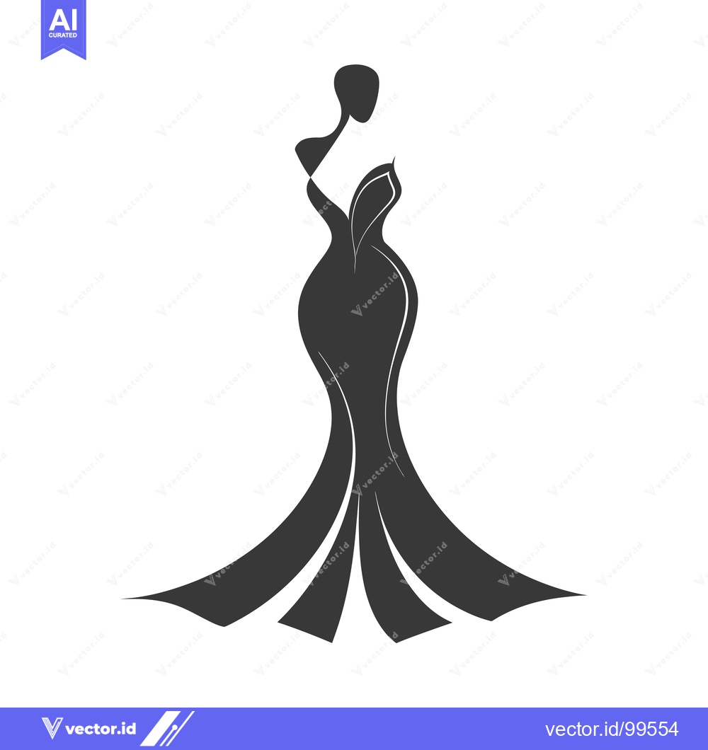 Premium Vector dari Silhouette of a Woman in an Elegant Gown