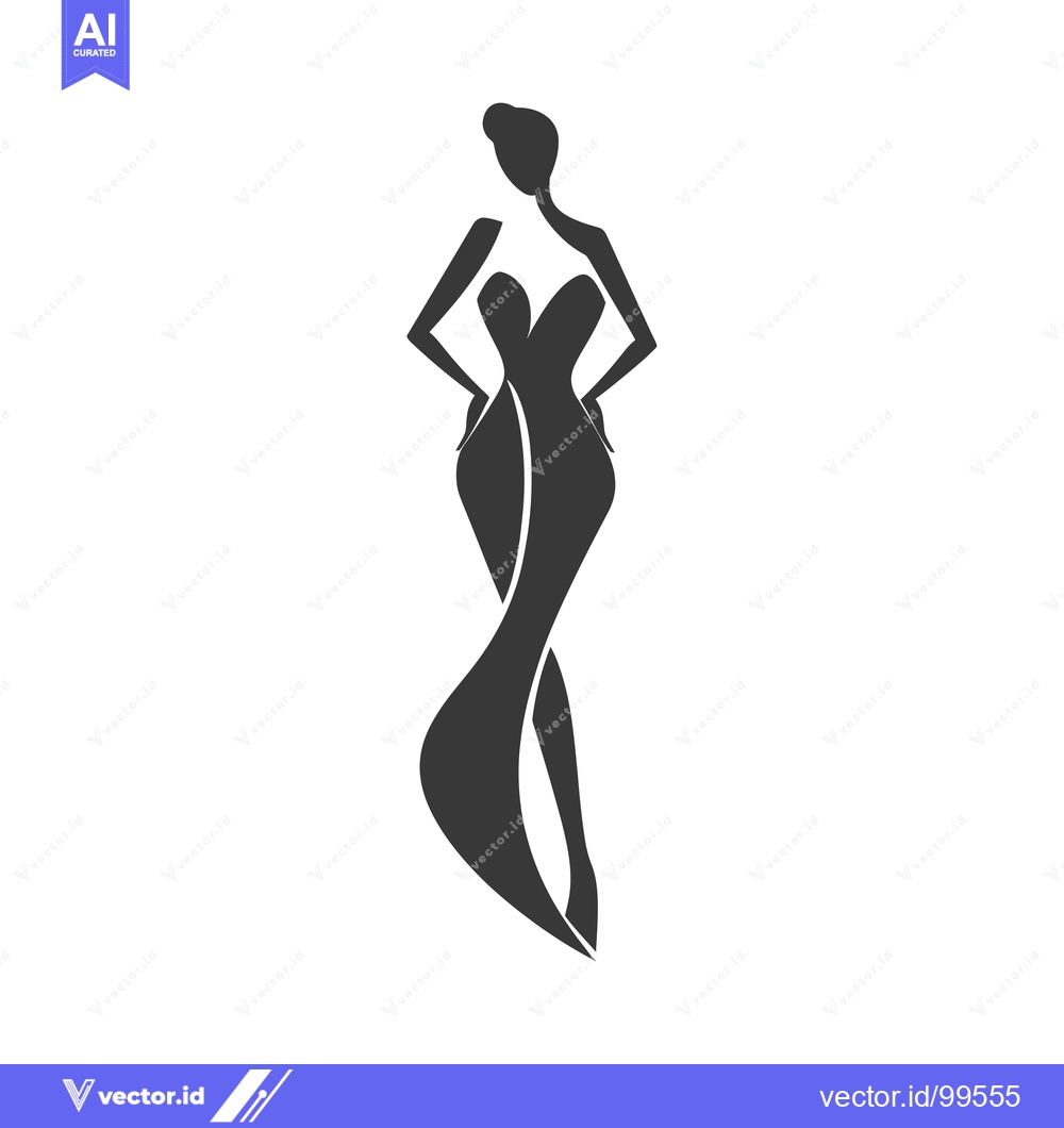 Premium Vector dari Silhouette of a Woman in an Elegant Gown