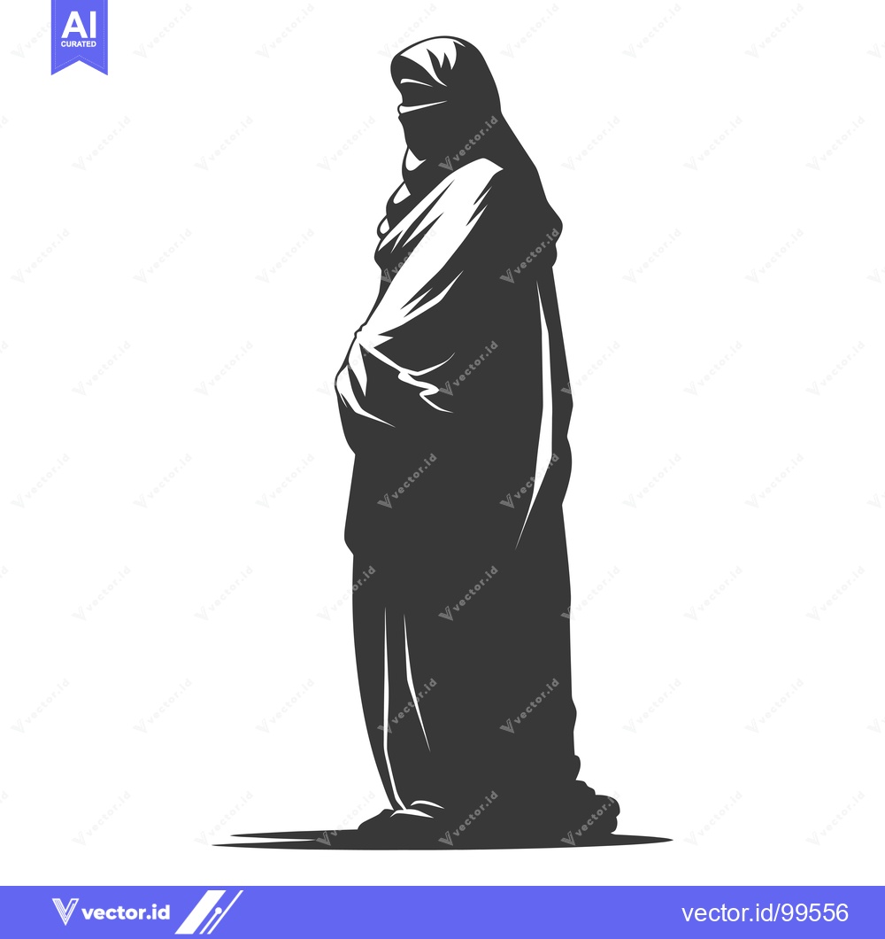 Premium Vector dari Silhouette of a Woman in a Niqab