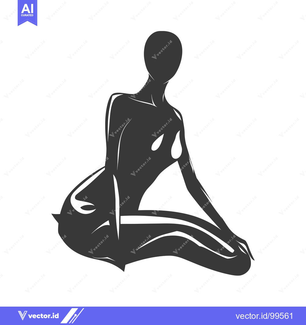 Premium Vector dari Silhouette of a Woman in a Sitting Yoga Pose