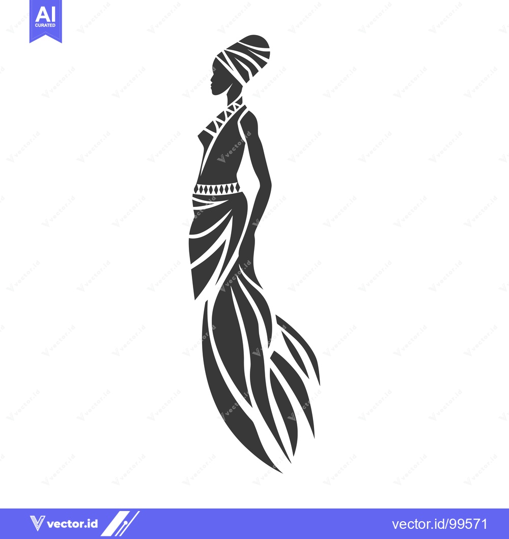 Premium Vector dari Silhouette of a Woman in a Traditional African Dress