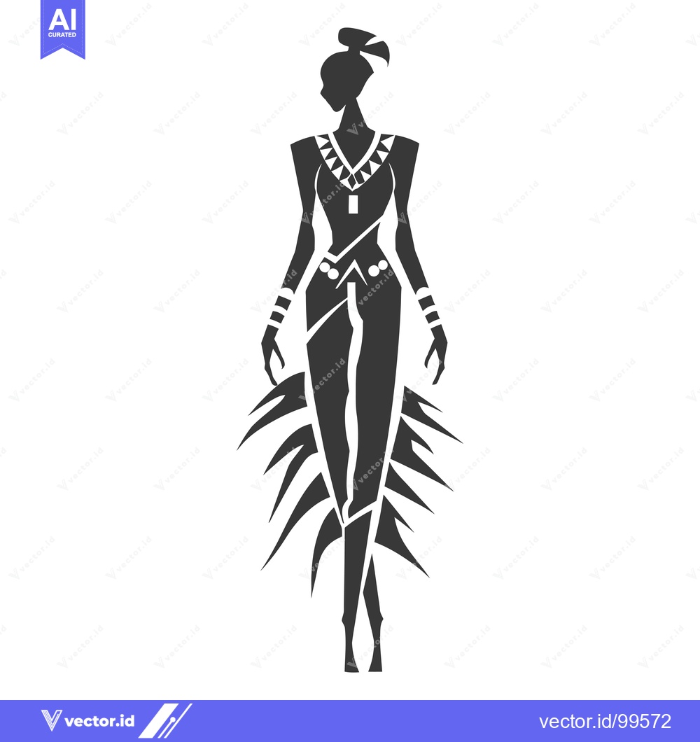 Premium Vector dari Silhouette of a Woman in a Traditional African Dress
