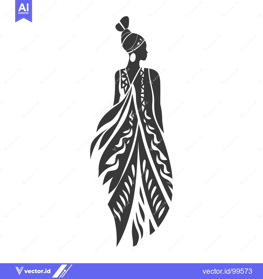 Premium Vector dari Silhouette of a Woman in a Traditional African Dress
