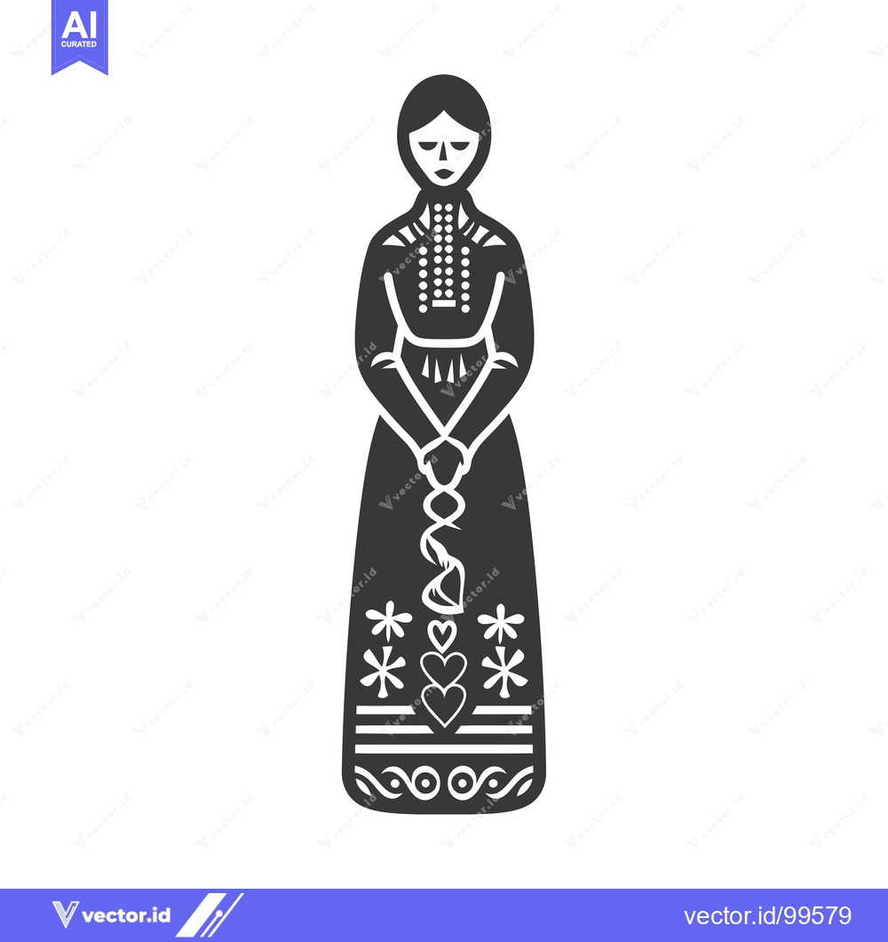 Premium Vector of Silhouette of a woman in a traditional folk dress