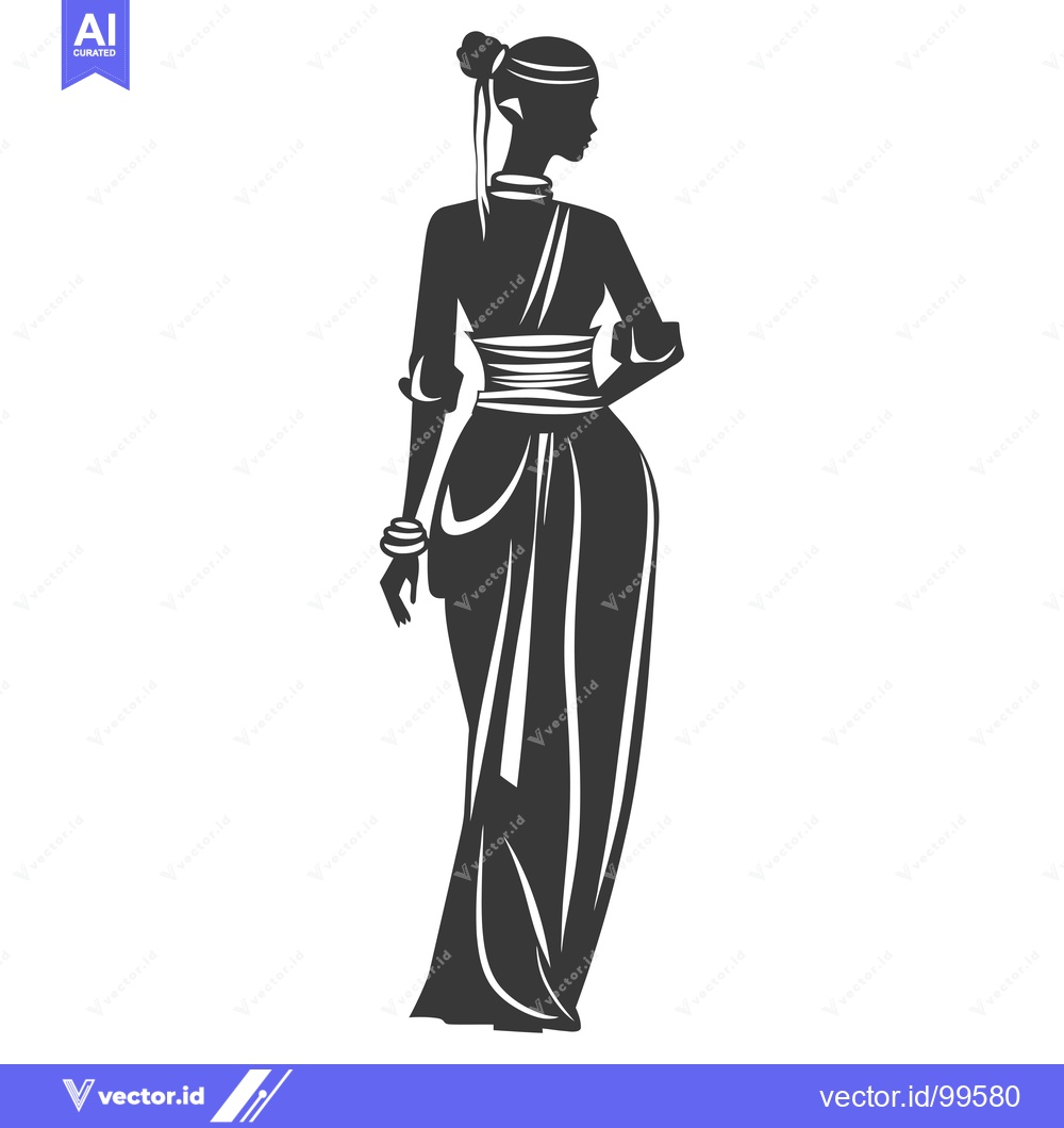 Premium Vector dari Silhouette of a woman in a traditional Indian dress