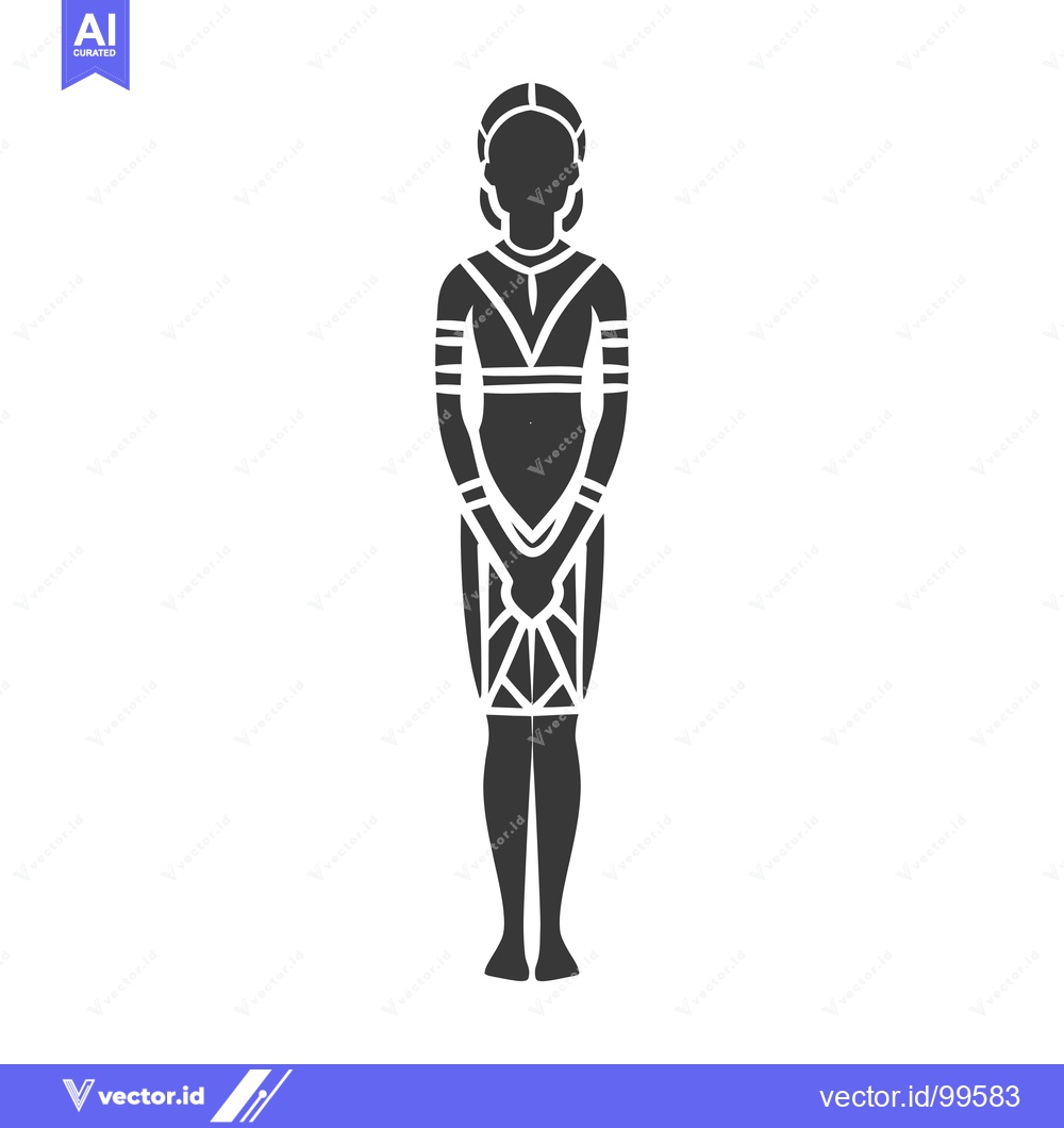 Premium Vector of Silhouette of a Woman in a Traditional Outfit