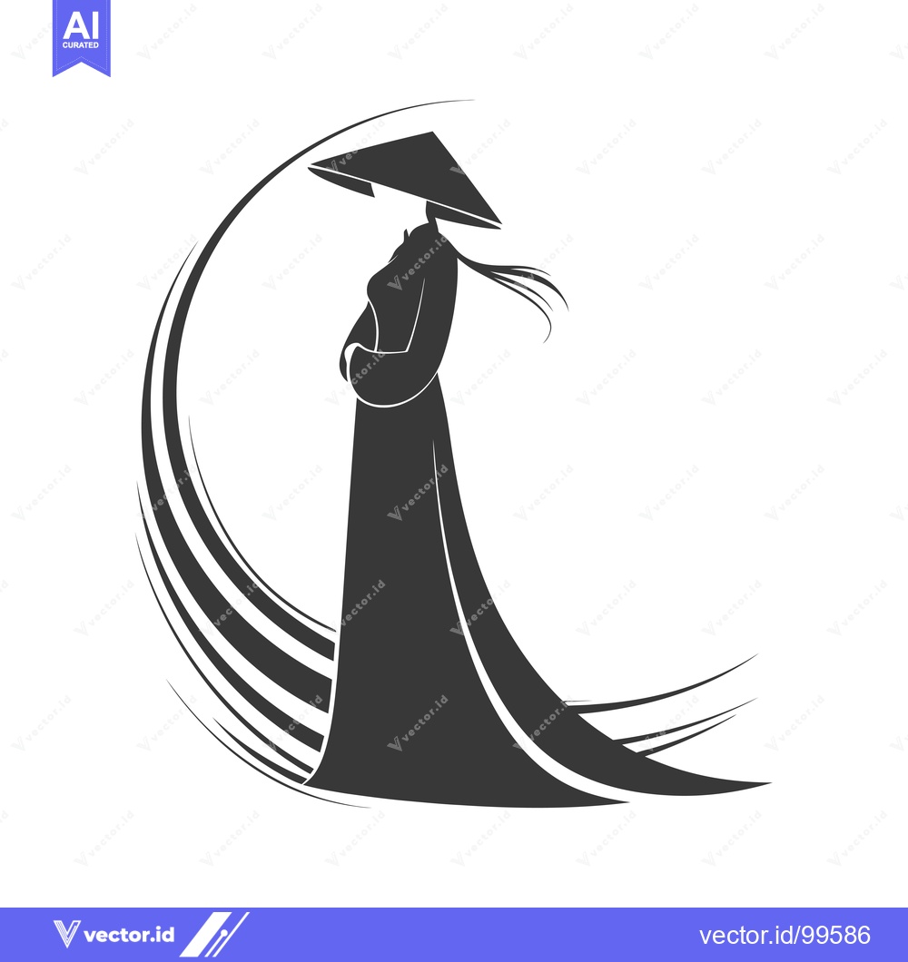 Premium Vector of Silhouette of a Woman in a Traditional Vietnamese Conical Hat