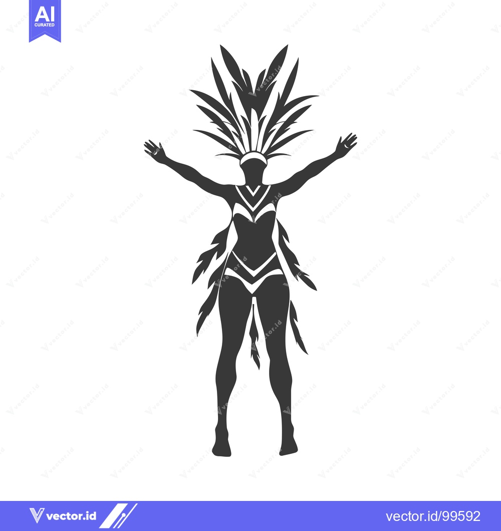 Premium Vector dari Silhouette of a Woman in Feathered Costume