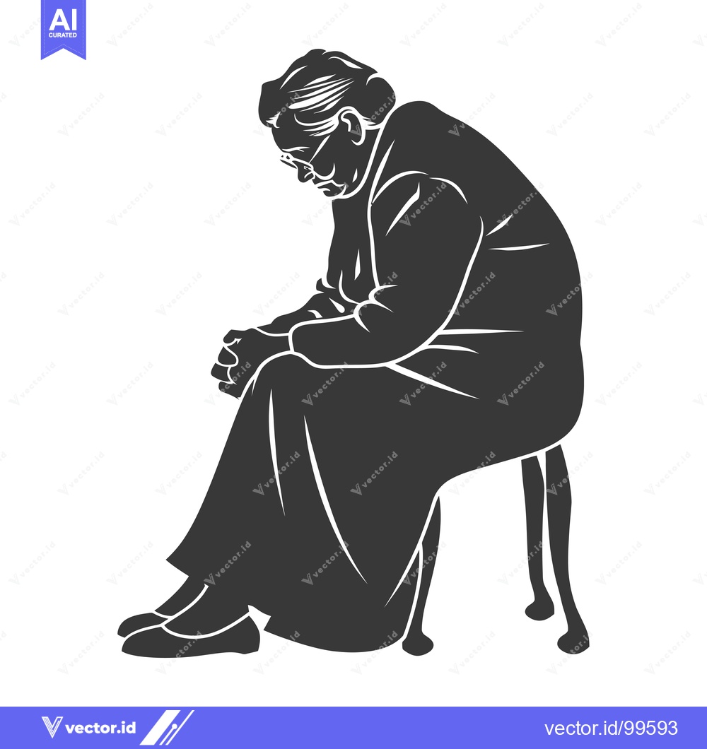 Premium Vector dari Silhouette of a Woman in Glasses Sitting on a Chair