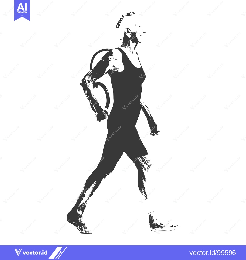 Premium Vector of Silhouette of a Woman in Swimsuit Walking with a Hoop