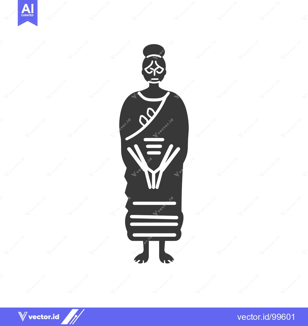 Premium Vector dari Silhouette of a Woman in Traditional Clothing