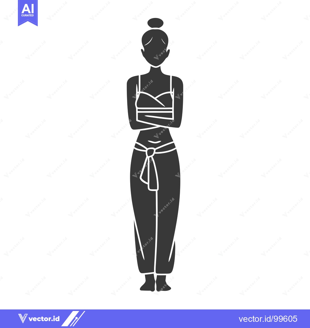 Premium Vector of Silhouette of a Woman in Traditional Clothing with Arms Crossed