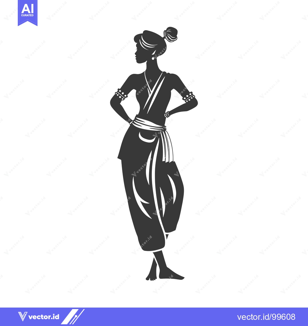 Premium Vector dari Silhouette of a Woman in Traditional Indian Attire
