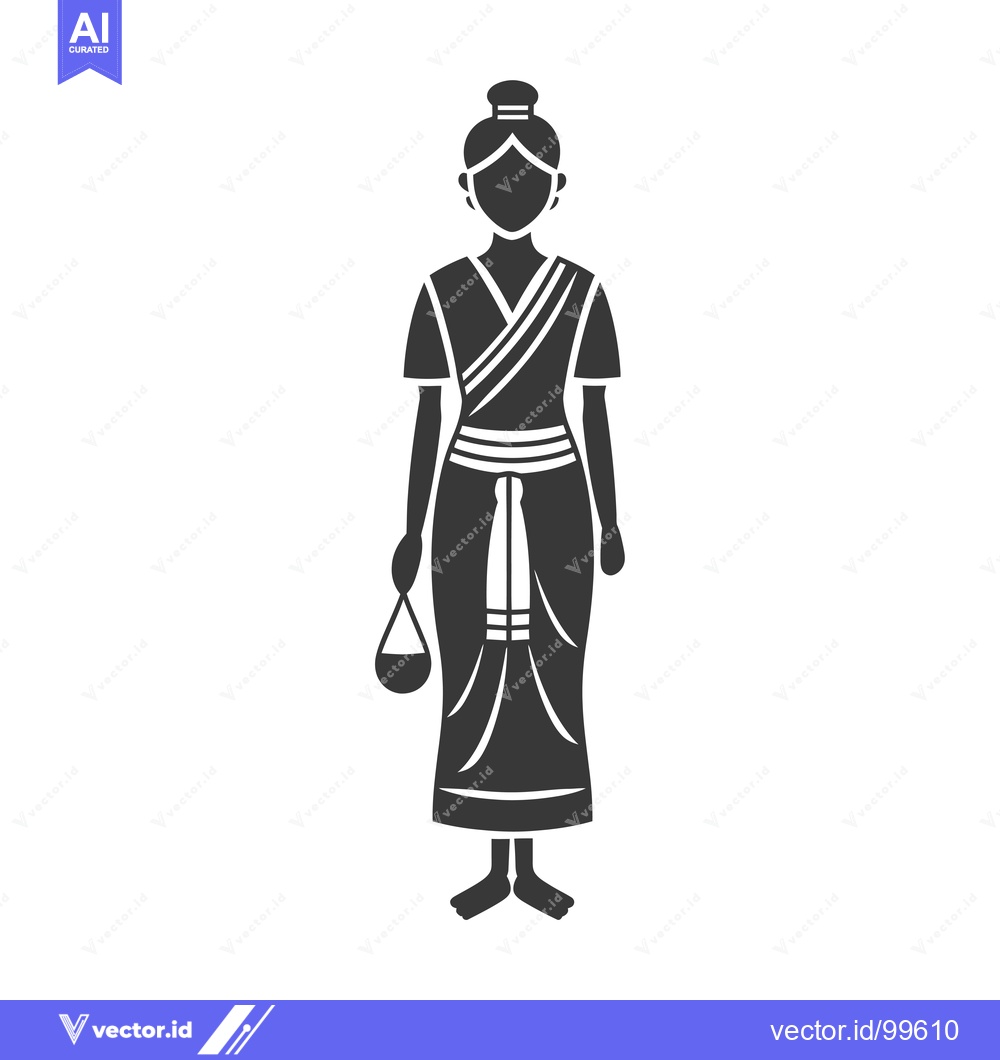 Premium Vector of Silhouette of a woman in traditional Indian clothing