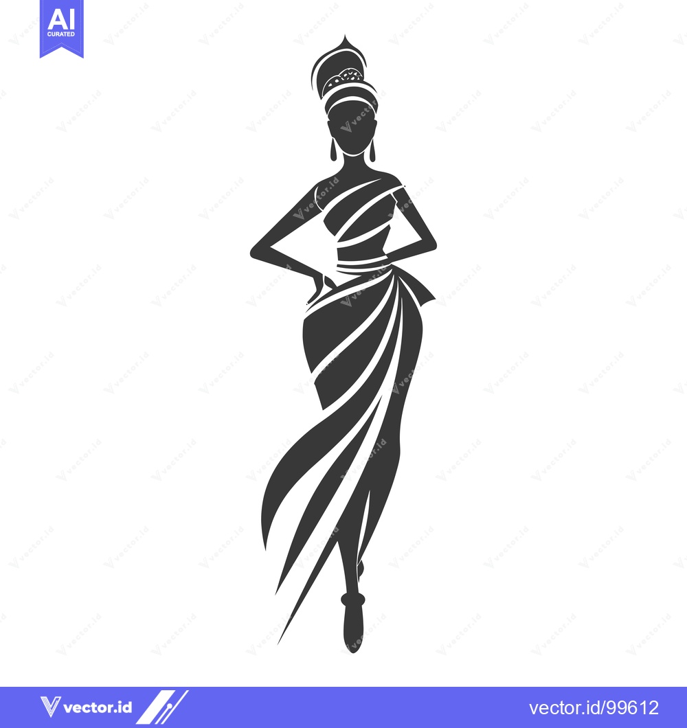Premium Vector dari Silhouette of a woman in traditional Indian dress