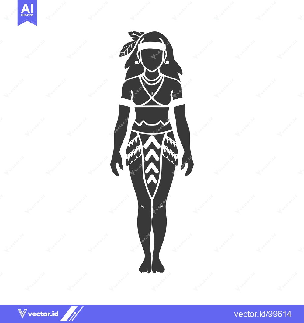 Premium Vector dari Silhouette of a Woman in Traditional Native American Attire