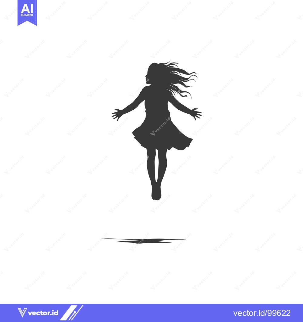 Premium Vector of Silhouette of a Woman Jumping with Arms Outstretched
