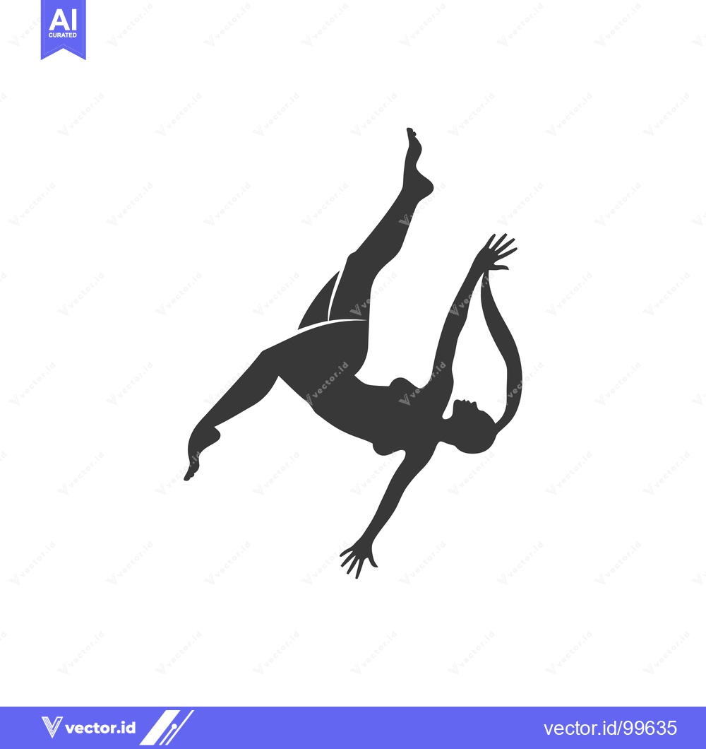 Premium Vector of Silhouette of a Woman Performing an Aerial Silk Pose