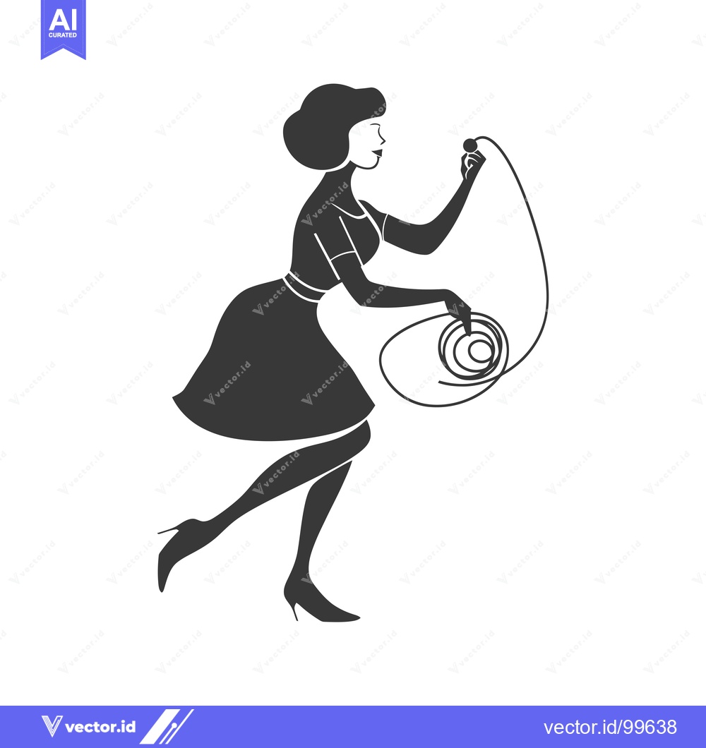 Premium Vector of Silhouette of a Woman Playing with a Spool of Thread