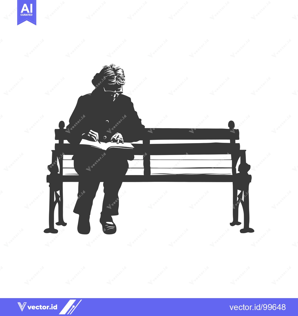 Premium Vector of Silhouette of a Woman Reading a Book on a Bench