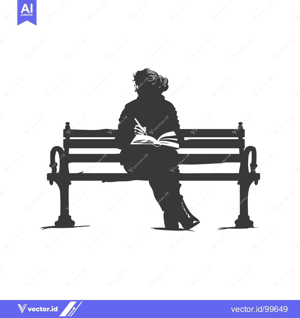 Premium Vector of Silhouette of a Woman Reading a Book on a Bench