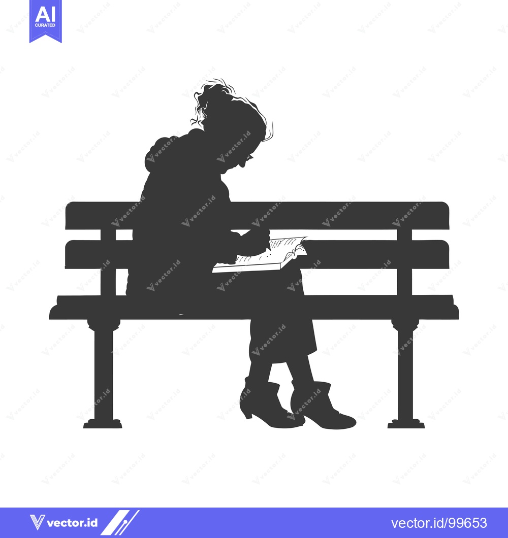 Premium Vector of Silhouette of a Woman Reading on a Bench