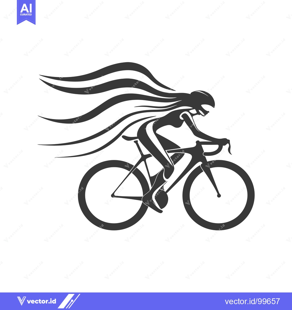 Premium Vector dari Silhouette of a Woman Riding a Bicycle with Flowing Hair