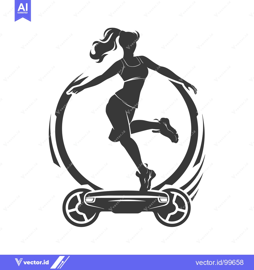 Premium Vector of Silhouette of a Woman Riding a Hoverboard