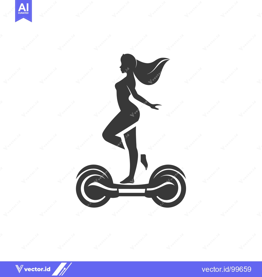 Premium Vector of Silhouette of a Woman Riding a Hoverboard