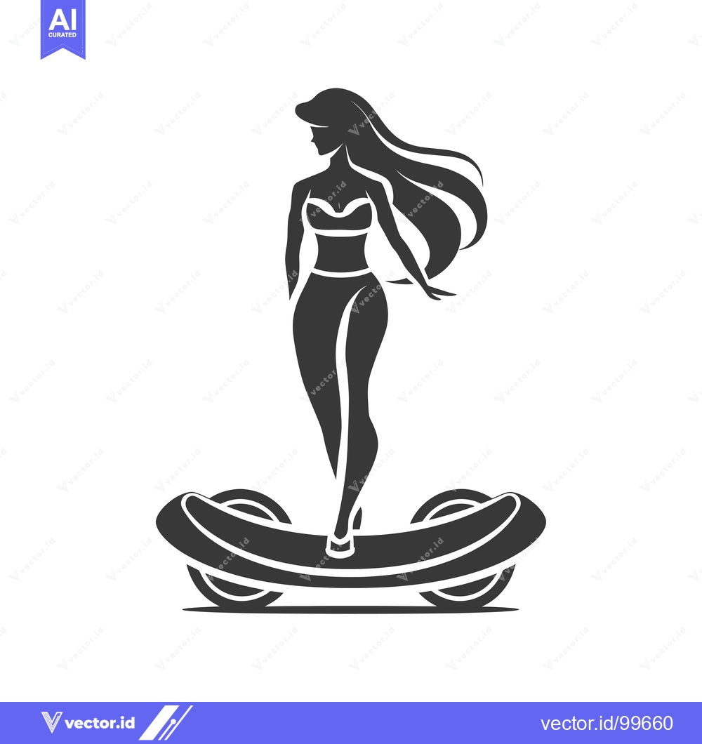 Premium Vector dari Silhouette of a Woman Riding a Hoverboard