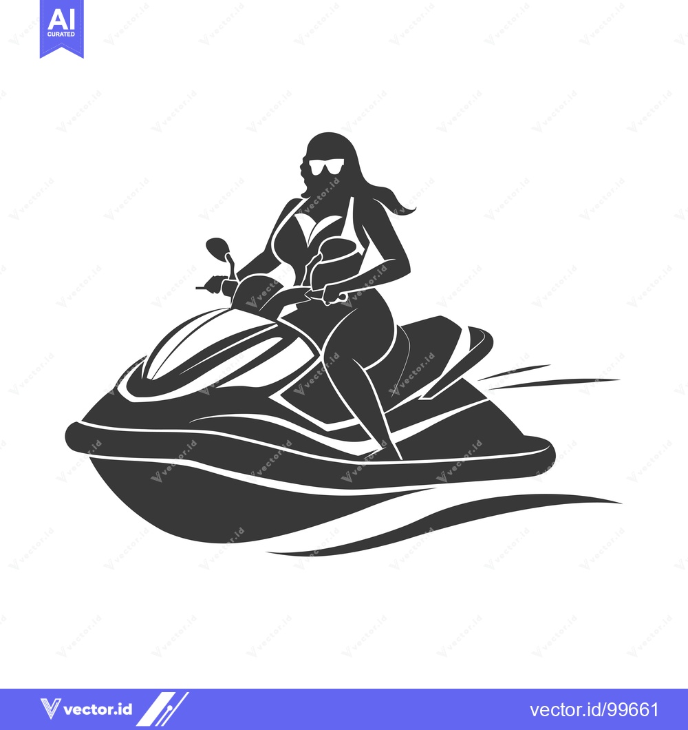 Premium Vector dari Silhouette of a Woman Riding a Jet Ski